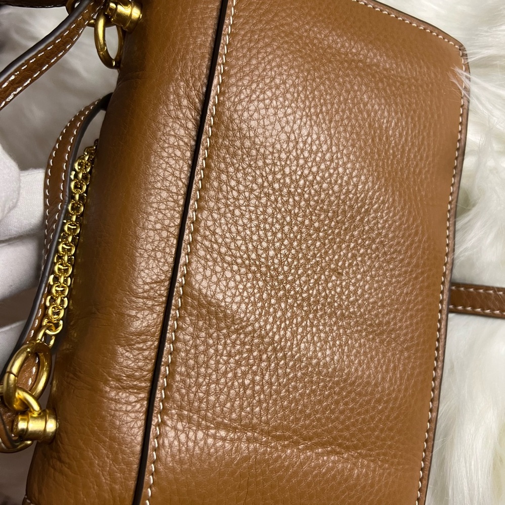 Tory Burch Light Umber Miller Flap Leather Shoulder Bag - Picture 11 of 14